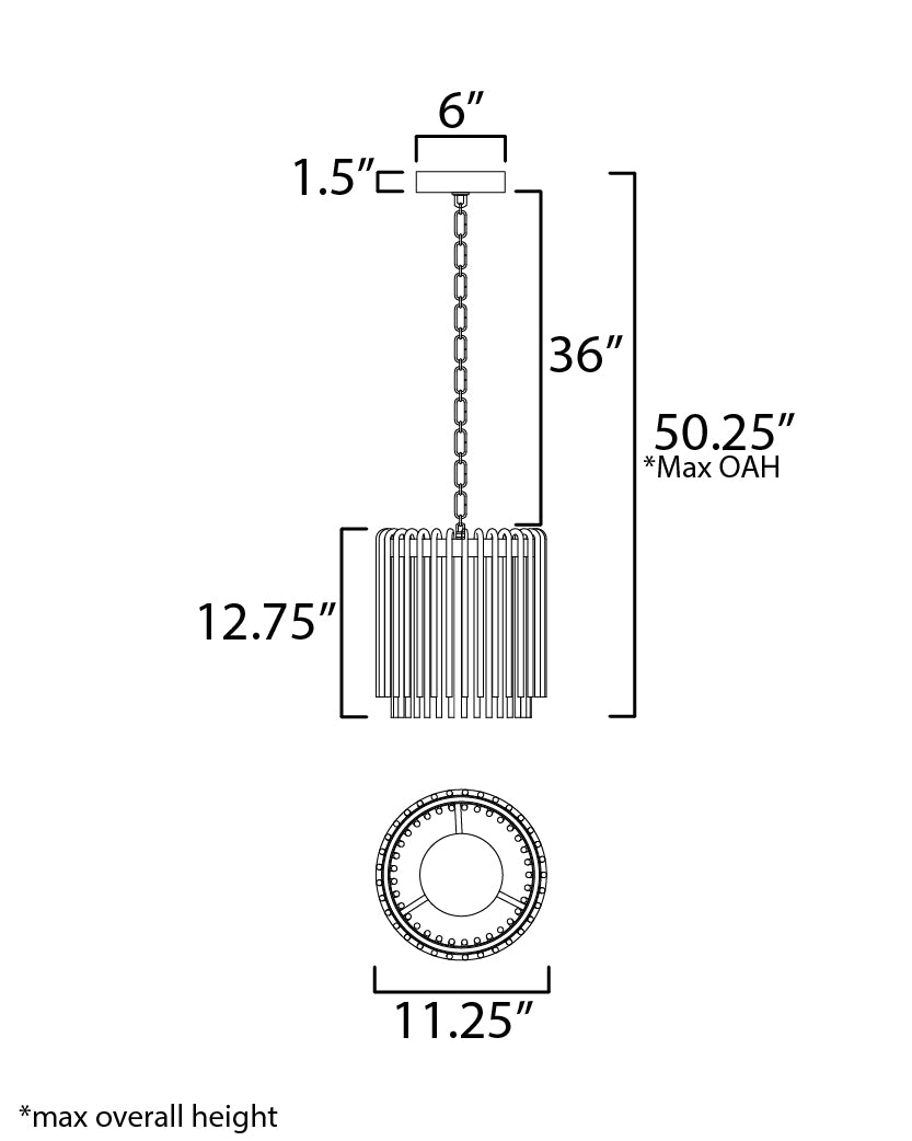Jolie LED Pendant dimensions diagram