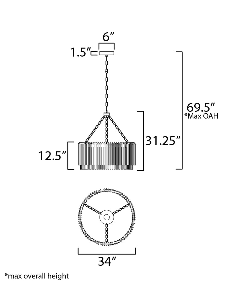 Jolie LED Pendant dimensions diagram