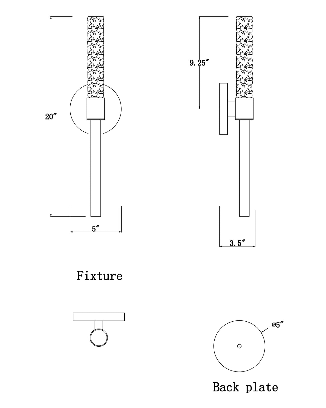 Duchess Wall Sconce dimensions diagram