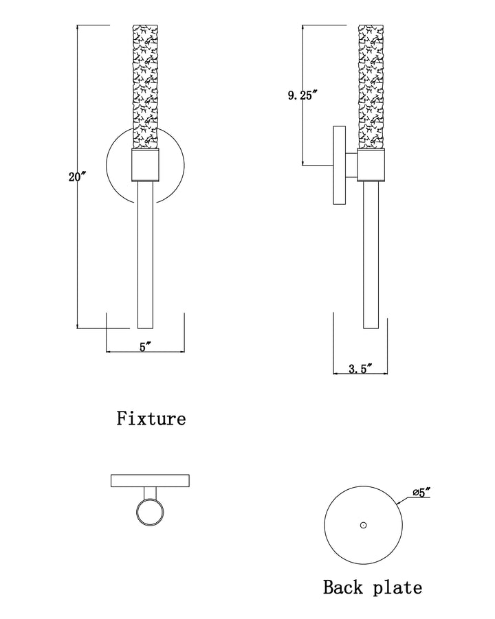 Duchess Wall Sconce dimensions diagram