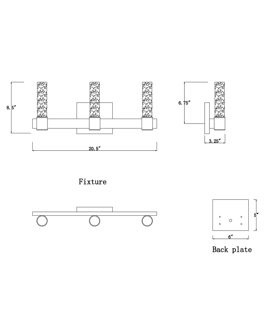Duchess Wall Sconce dimensions diagram