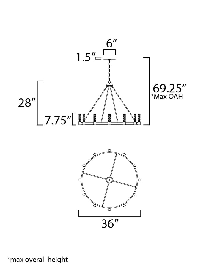 Duchess Chandelier dimensions diagram