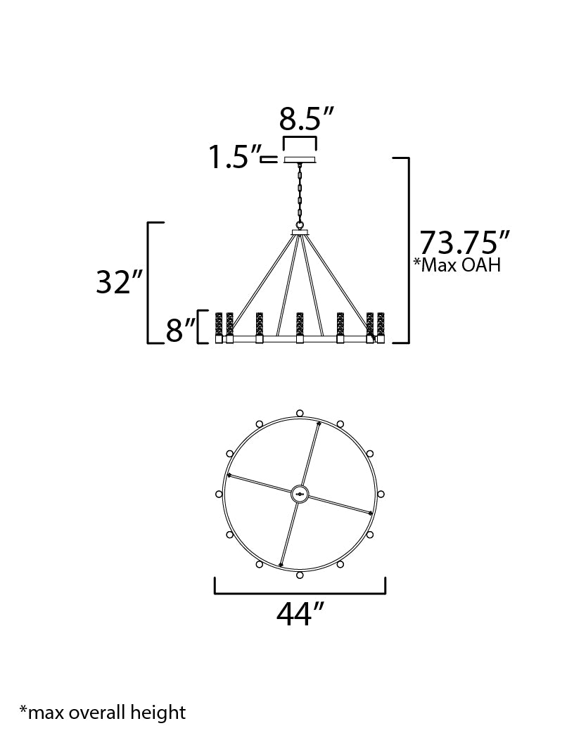 Duchess Chandelier dimensions diagram