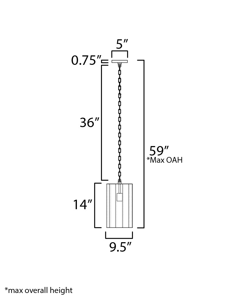 Allegra 1-Light Mini Pendant dimensions diagram