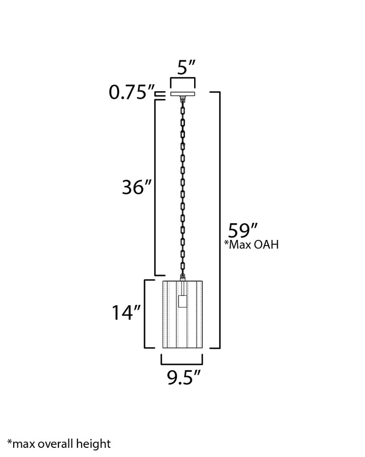 Allegra 1-Light Mini Pendant dimensions diagram