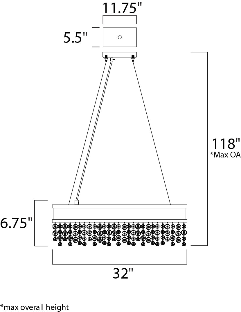 Mystic 22-Light LED Pendant dimensions diagram