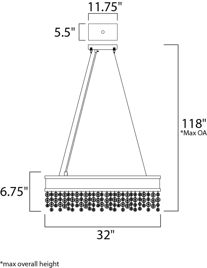 Mystic 22-Light LED Pendant dimensions diagram