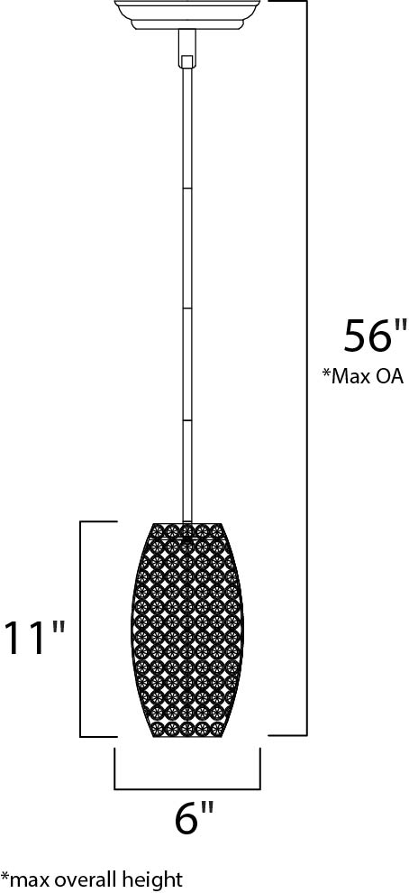 Glimmer 3-Light Pendant dimensions diagram