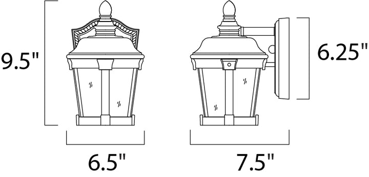 Dover VX 1-Light Outdoor Wall Lantern dimensions diagram