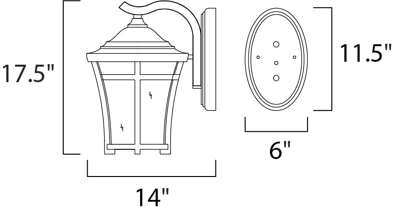 Balboa VX 1-Light Outdoor Wall Lantern dimensions diagram