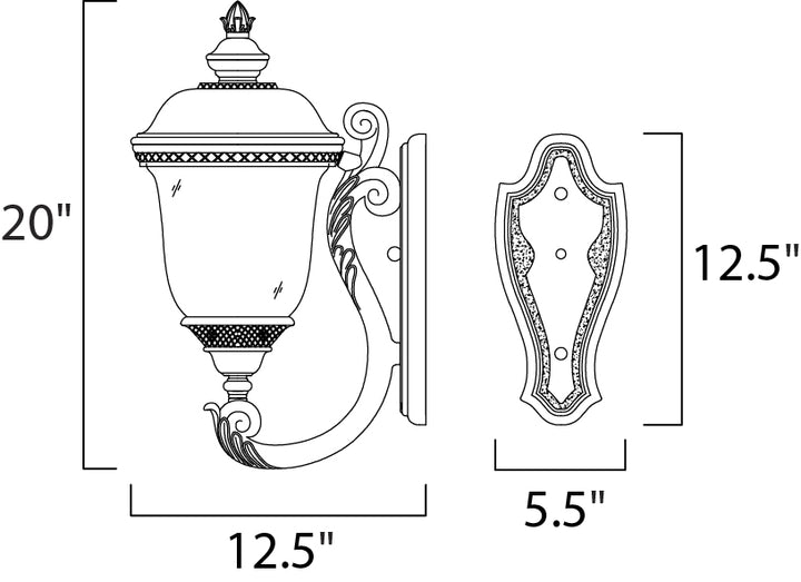 Carriage House VX Outdoor Wall Lantern dimensions diagram