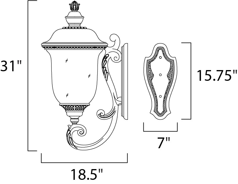 Carriage House VX Outdoor Wall Lantern dimensions diagram