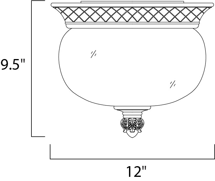 Carriage House 2-Light Outdoor Ceiling Mount dimensions diagram