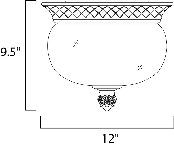 Carriage House 2-Light Outdoor Ceiling Mount dimensions diagram