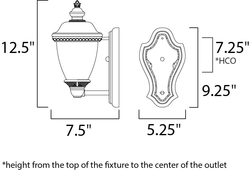 Carriage House VX Outdoor Wall Lantern dimensions diagram