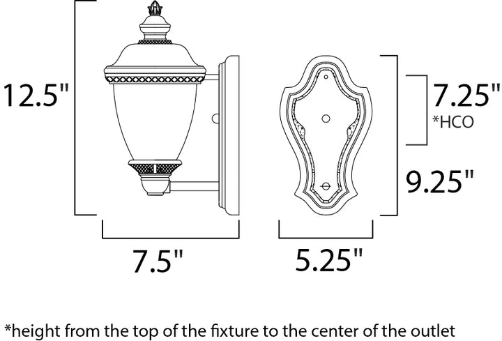 Carriage House VX Outdoor Wall Lantern dimensions diagram