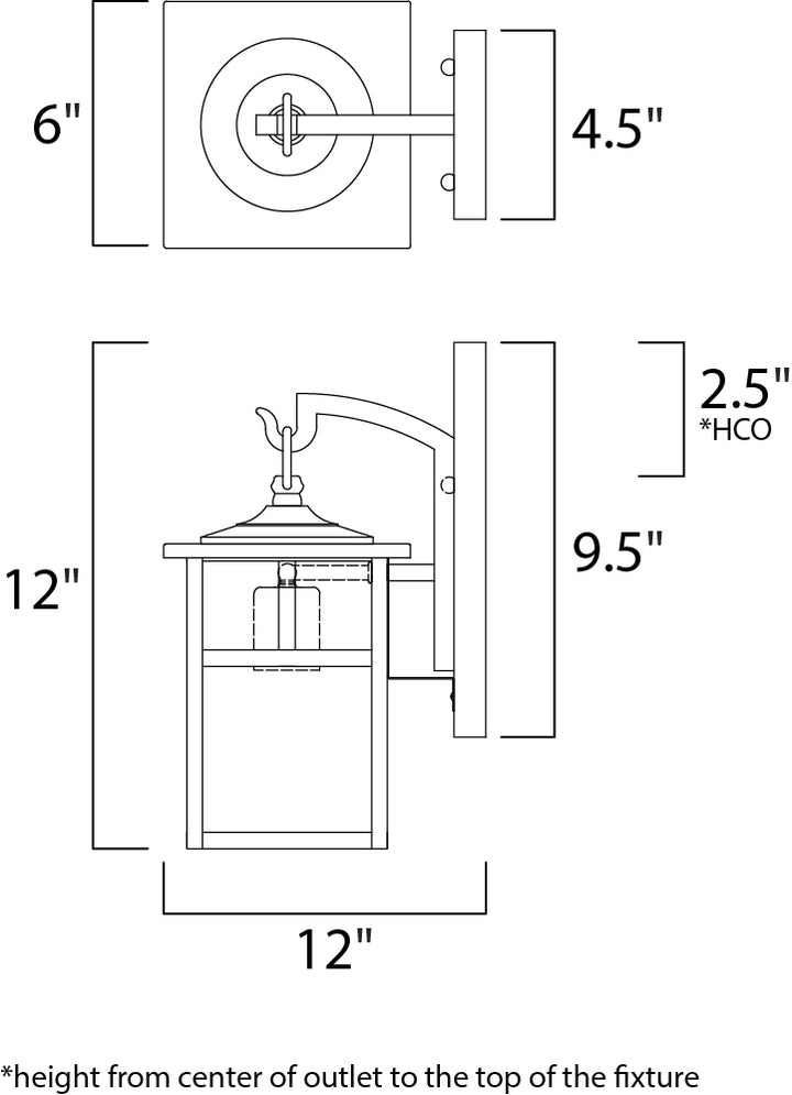 Coldwater Outdoor Wall Lantern dimensions diagram
