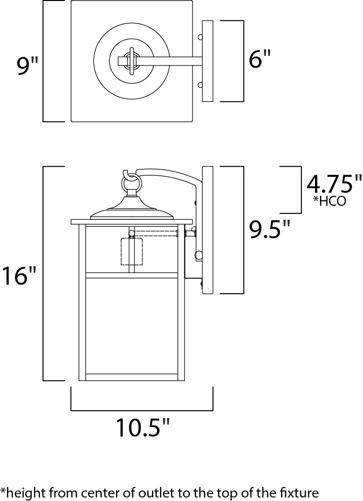 Coldwater Outdoor Wall Lantern dimensions diagram