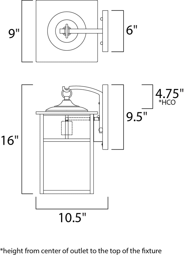 Coldwater Outdoor Wall Lantern dimensions diagram