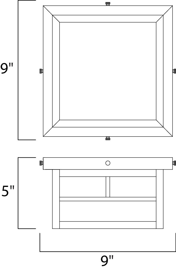 Coldwater 2-Light Outdoor Ceiling Mount dimensions diagram