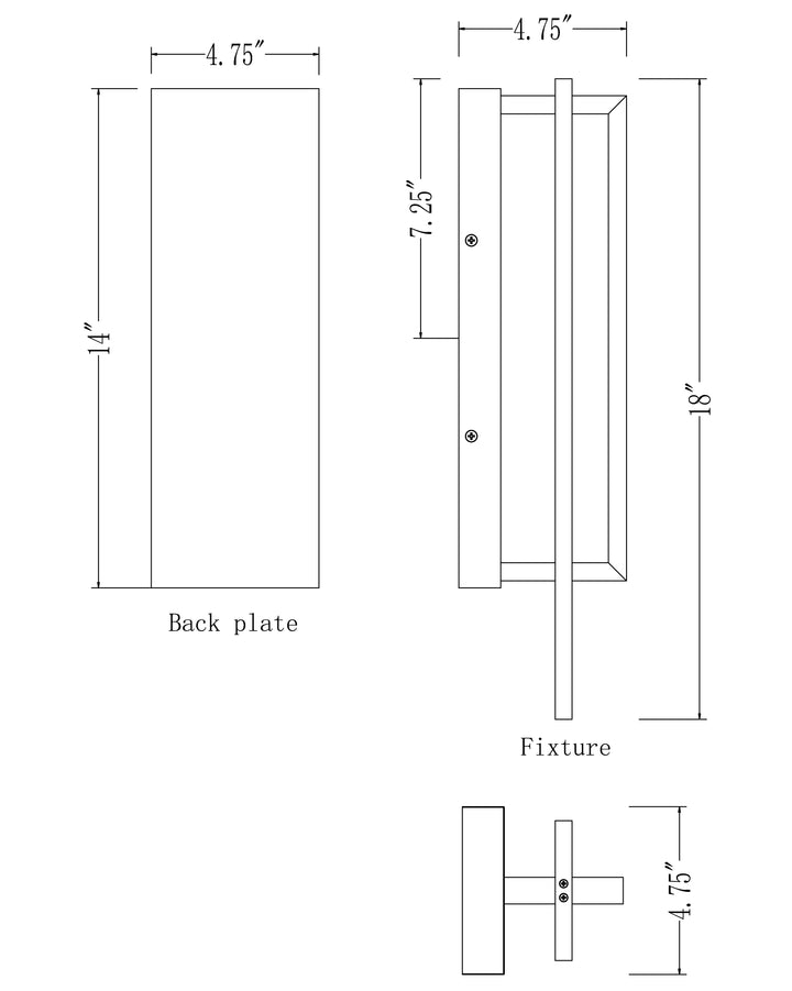 Formation VX Outdoor LED Wall Sconce dimensions diagram