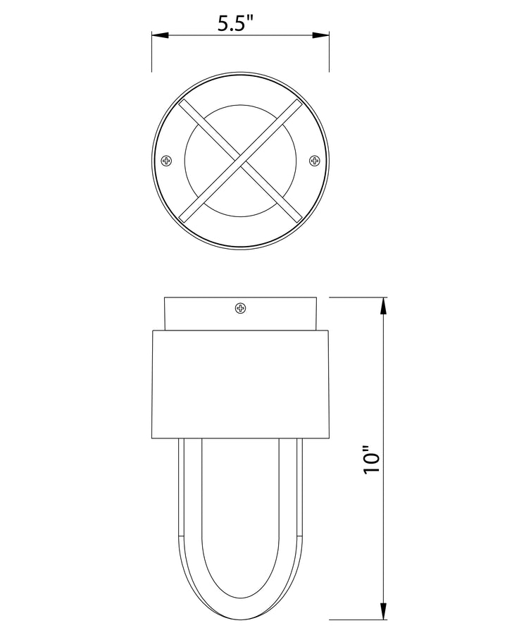 Quayside VX 8"  Outdoor LED Flush Mount dimensions diagram