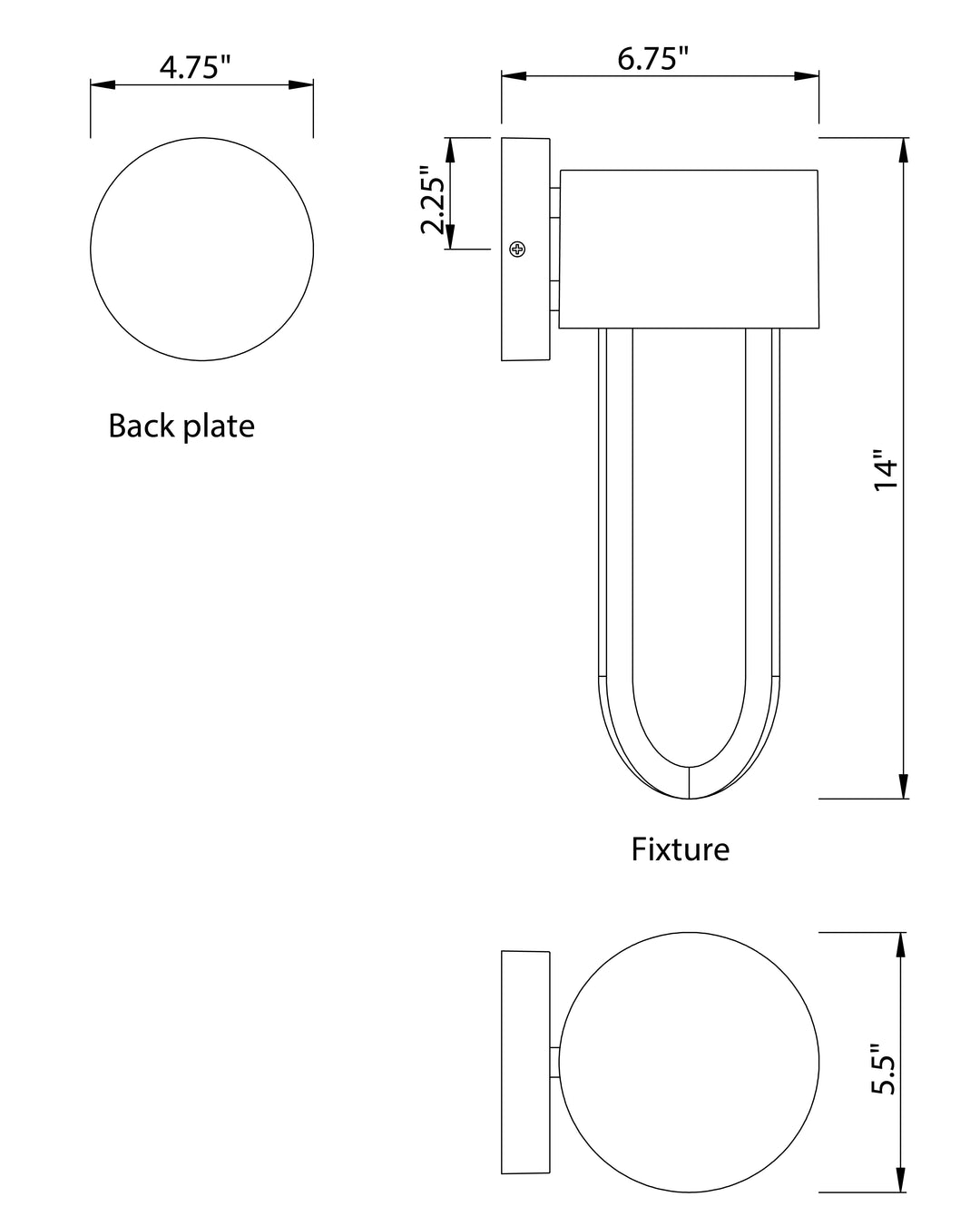 Quayside VX Outdoor LED Wall Sconce dimensions diagram