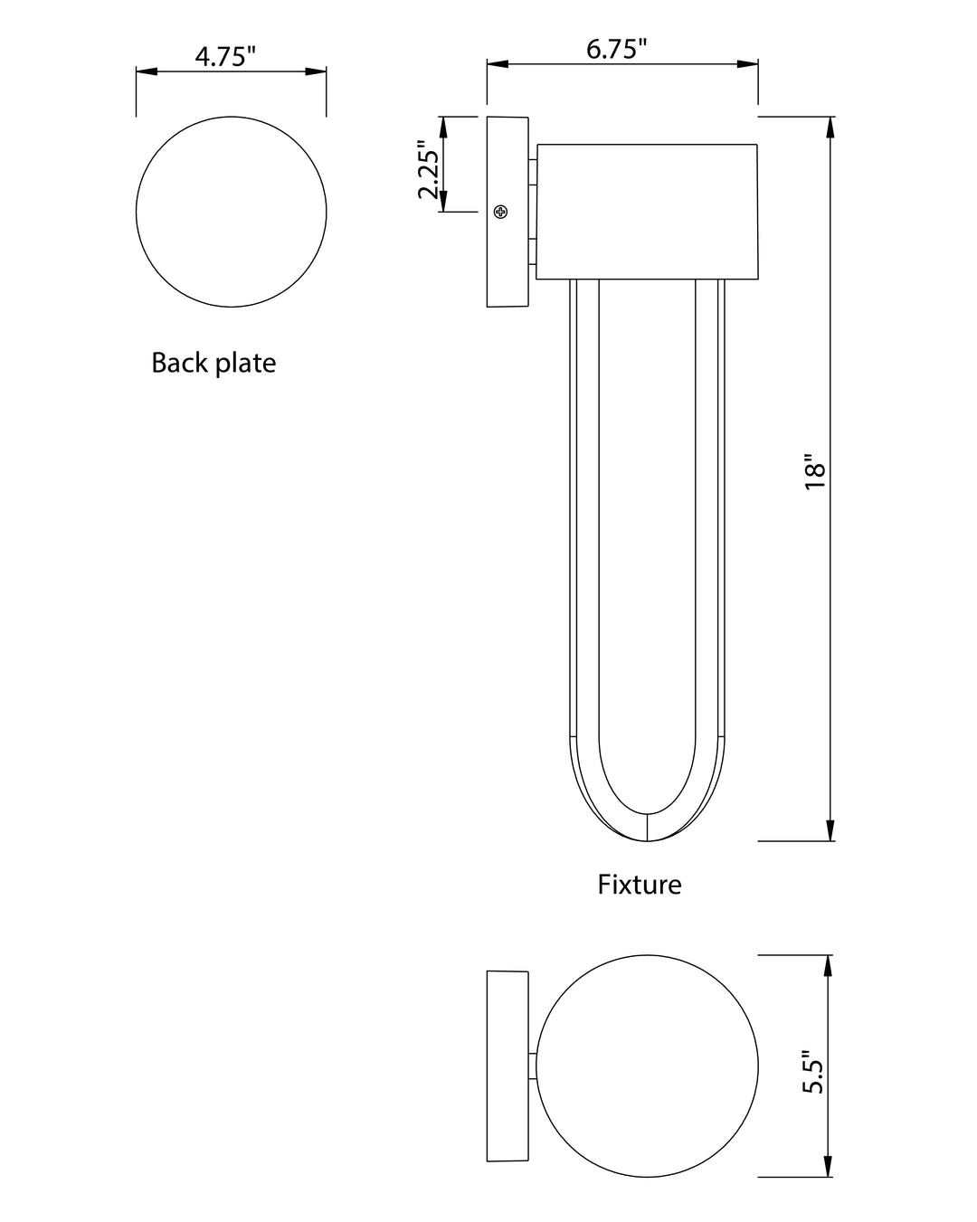 Quayside VX Outdoor LED Wall Sconce dimensions diagram