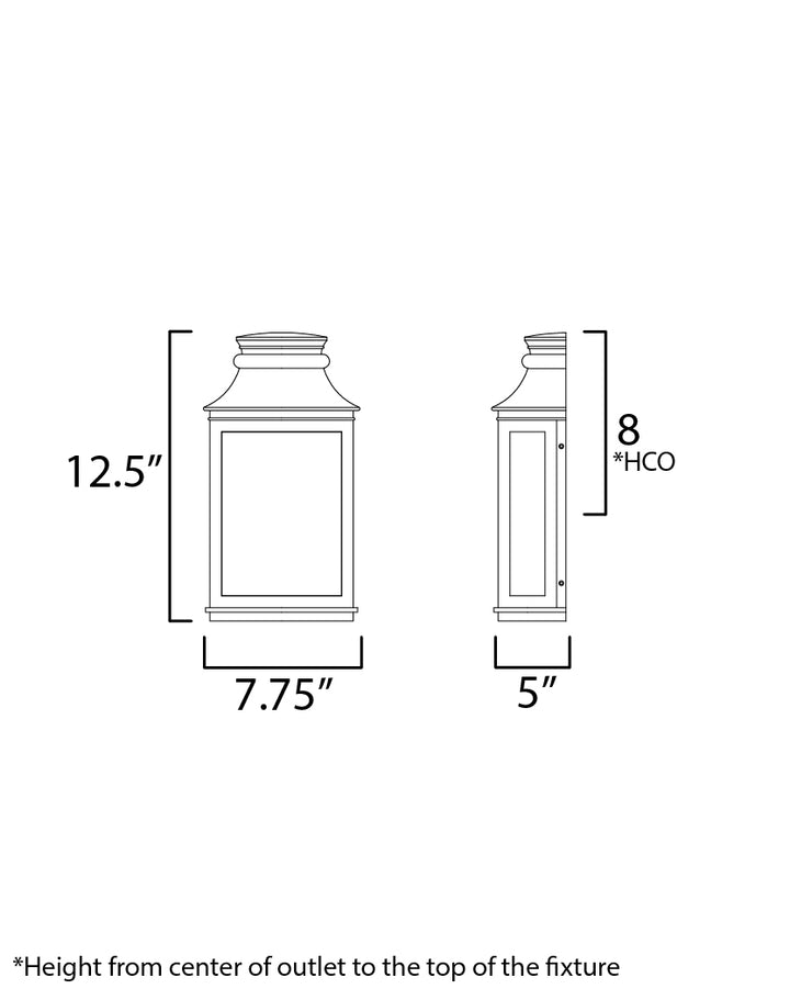 Savannah VX Small Outdoor Sconce dimensions diagram