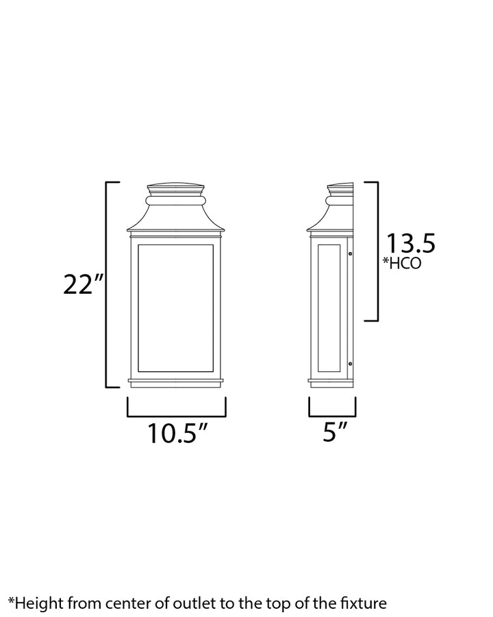 Savannah VX Outdoor Sconce dimensions diagram