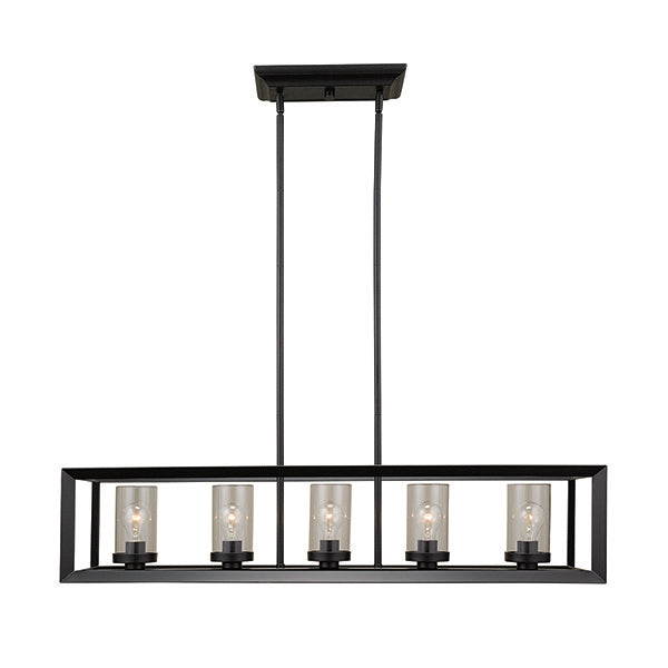 Heartland 5-Light Linear Pendant in Black with Clear Glass by Russell