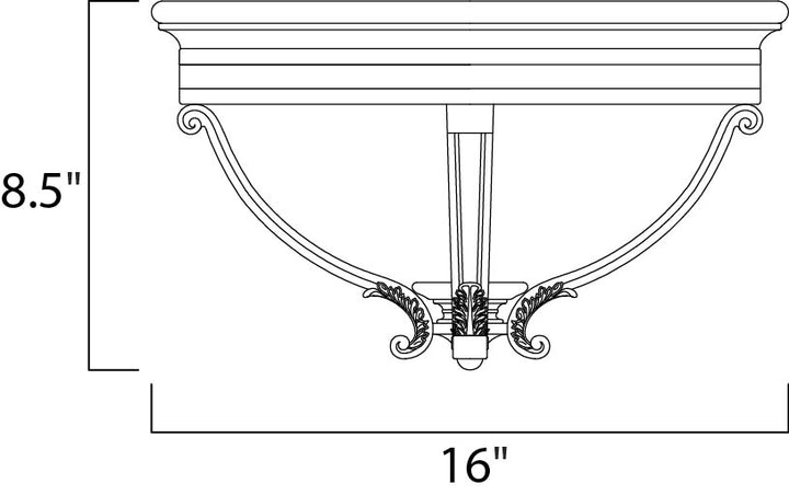 Camden 3-Light Outdoor Ceiling Mount dimensions diagram