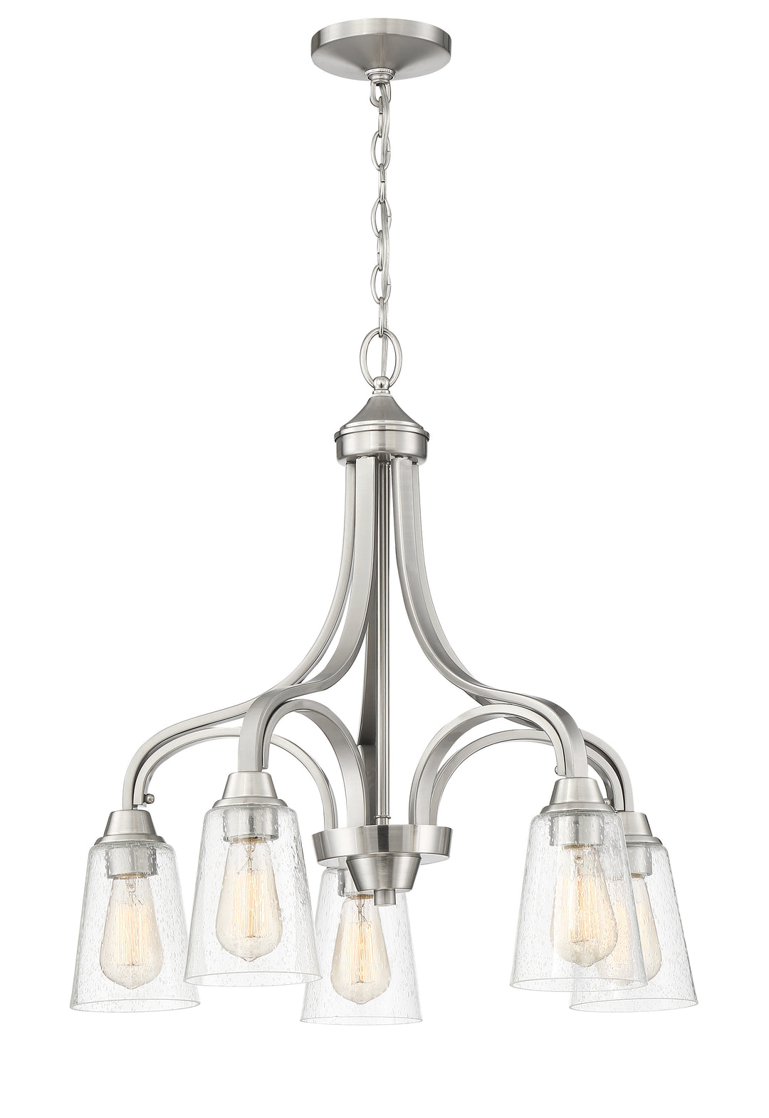 Grace Chandelier in Brushed Polished Nickel / Clear Seeded Glass by Craftmade