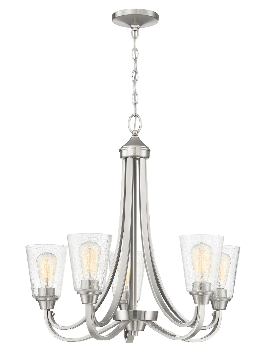Grace Chandelier in Brushed Polished Nickel / Clear Seeded Glass by Craftmade