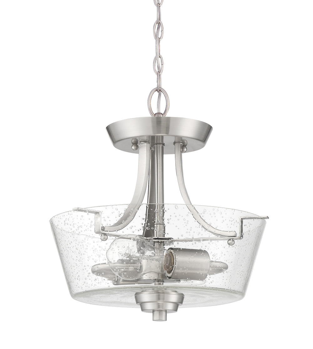 Grace 2-Light Convertible Semi-Flush Mount in Brushed Polished Nickel / Clear Seeded Glass by Craftmade