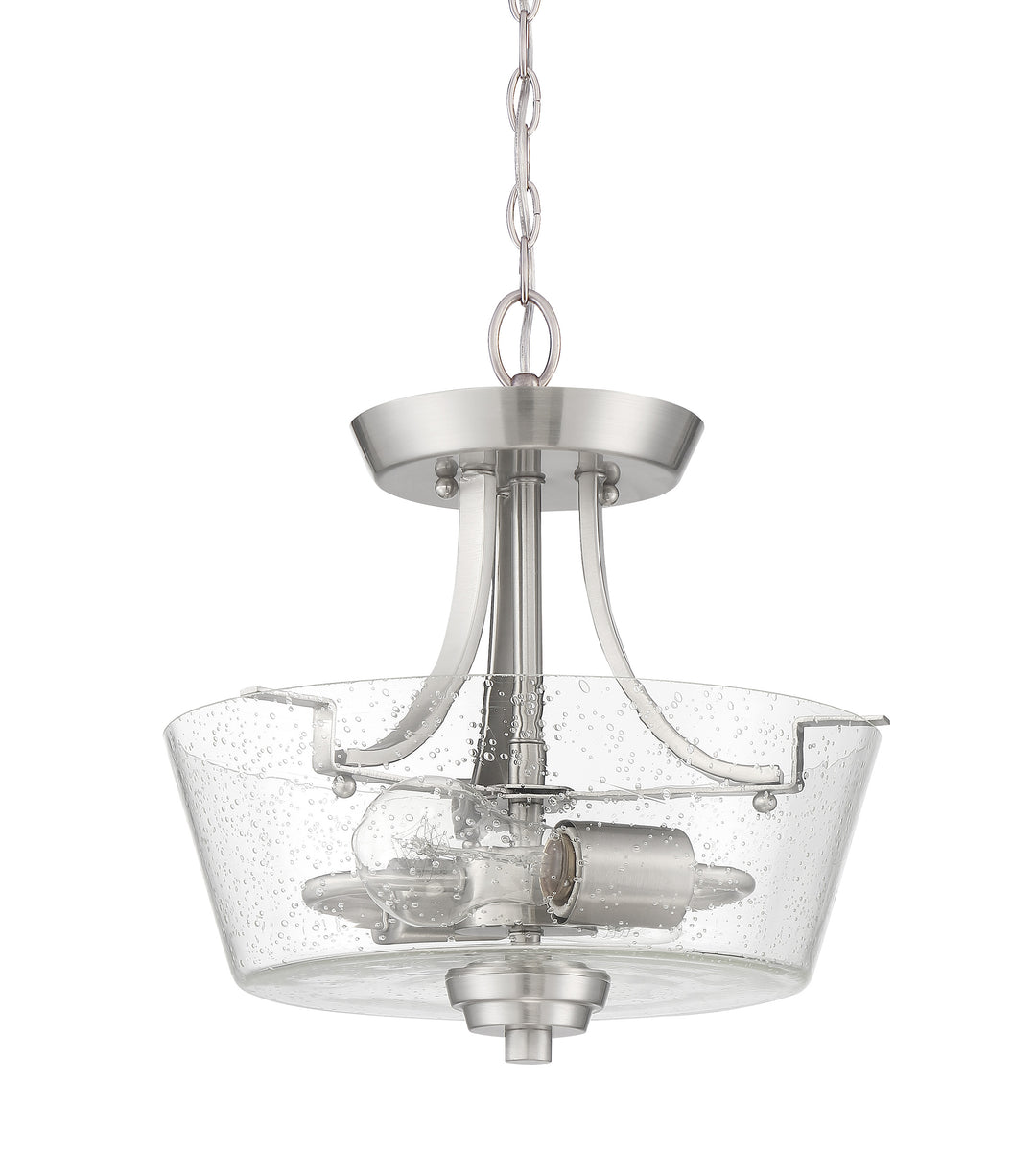 Grace 2-Light Convertible Semi-Flush Mount in Brushed Polished Nickel / Clear Seeded Glass by Craftmade