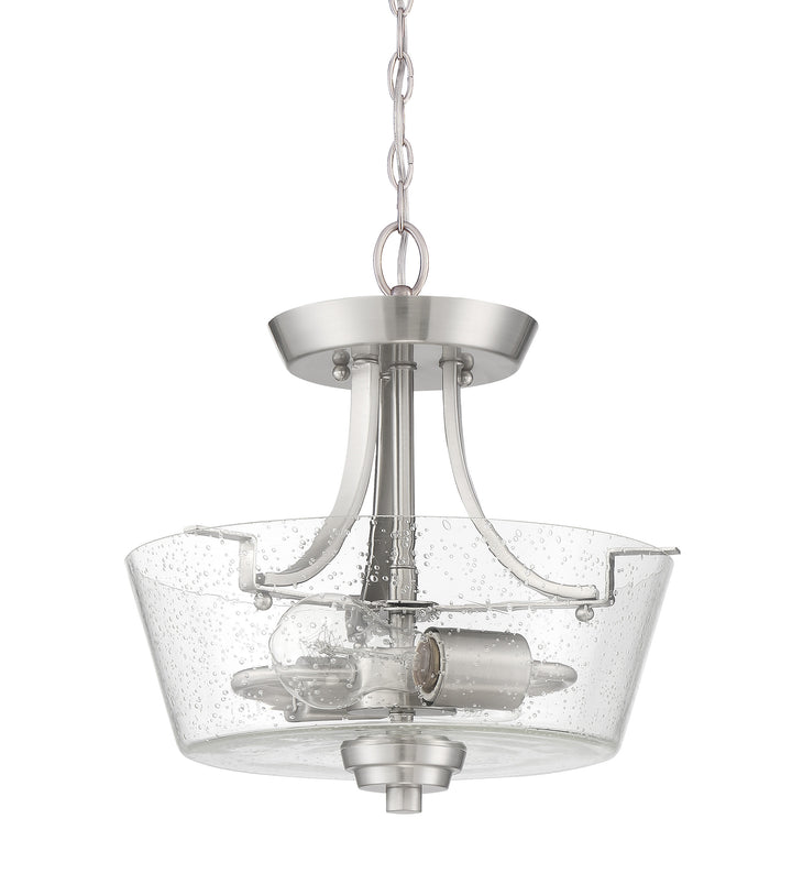 Grace 2-Light Convertible Semi-Flush Mount in Brushed Polished Nickel / Clear Seeded Glass by Craftmade