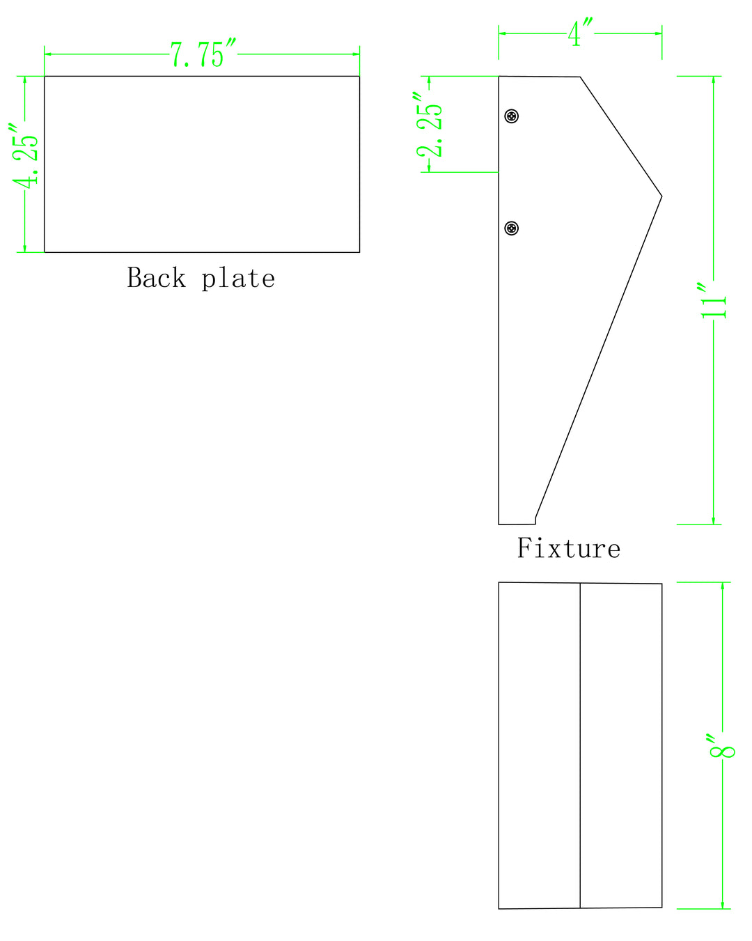 Cliffsdege VX LED Outdoor Wall Sconce dimensions diagram