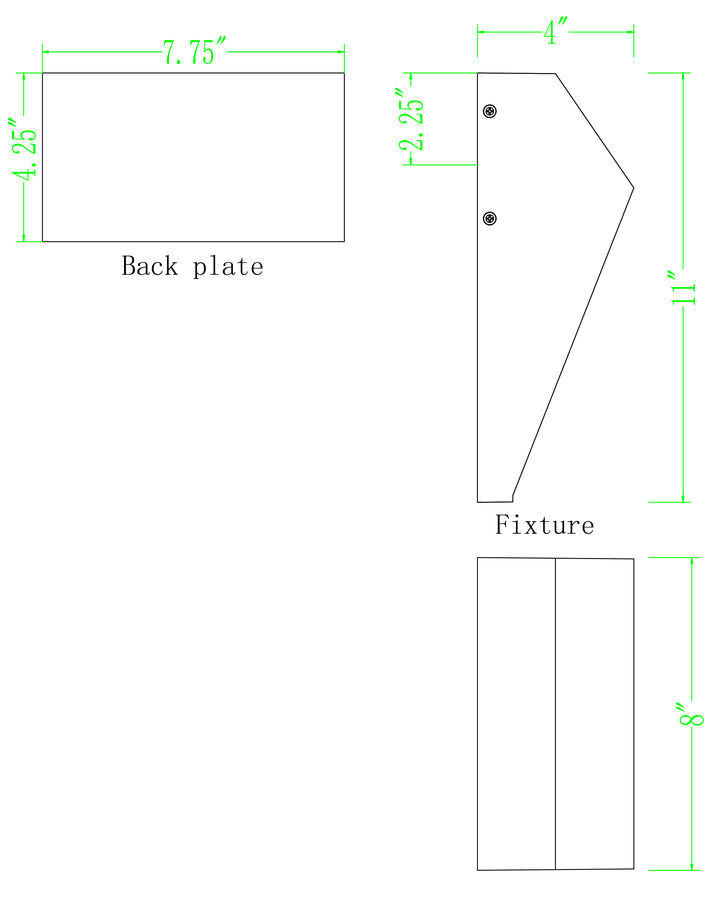 Cliffsdege VX LED Outdoor Wall Sconce dimensions diagram