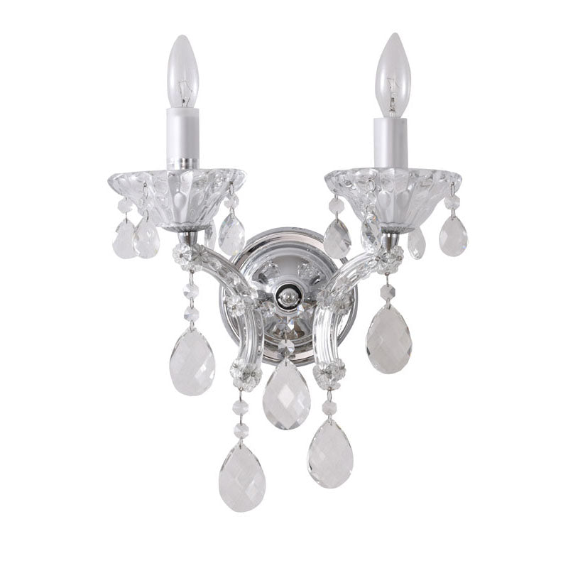 Clear Crystal Two Arm Wall Sconce with Hardware by Bethel - view 2