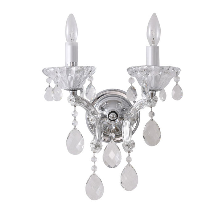 Clear Crystal Two Arm Wall Sconce with Hardware by Bethel - view 2