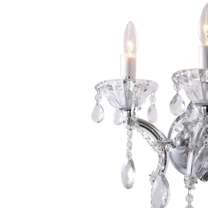 Clear Crystal Two Arm Wall Sconce with Hardware by Bethel - view 3