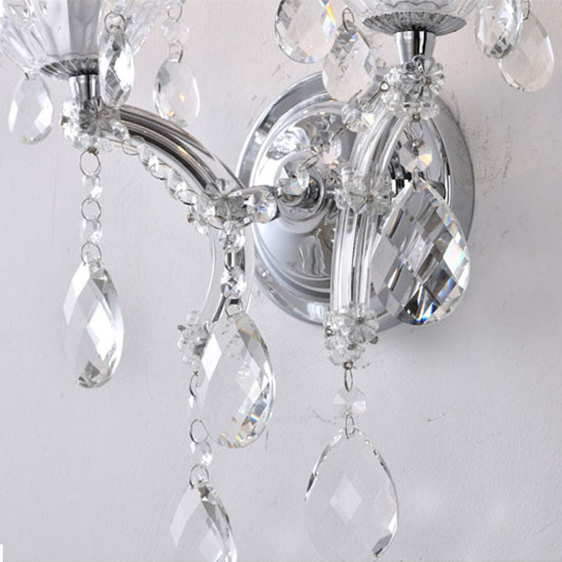 Clear Crystal Two Arm Wall Sconce with Hardware by Bethel - view 4