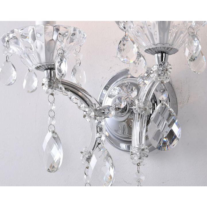 Clear Crystal Two Arm Wall Sconce with Hardware by Bethel - view 5
