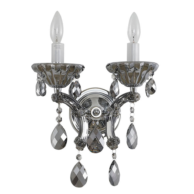 Clear Crystal Two Arm Wall Sconce with Hardware by Bethel - view 10