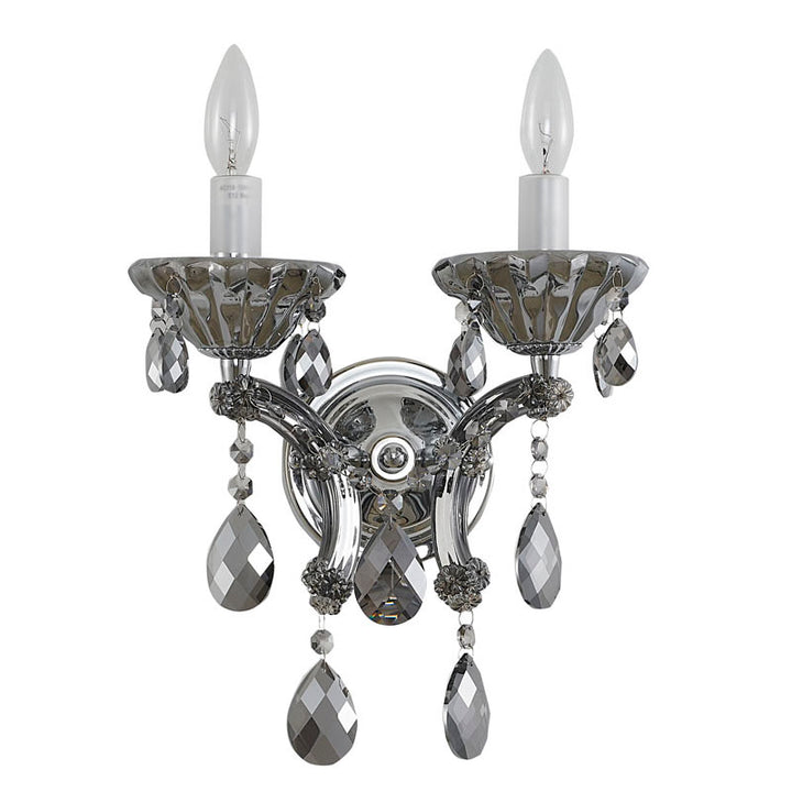 Clear Crystal Two Arm Wall Sconce with Hardware by Bethel - view 10