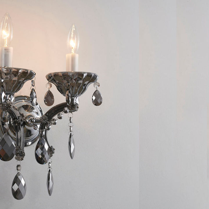Clear Crystal Two Arm Wall Sconce with Hardware by Bethel - view 12