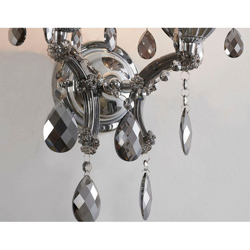 Clear Crystal Two Arm Wall Sconce with Hardware by Bethel - view 14