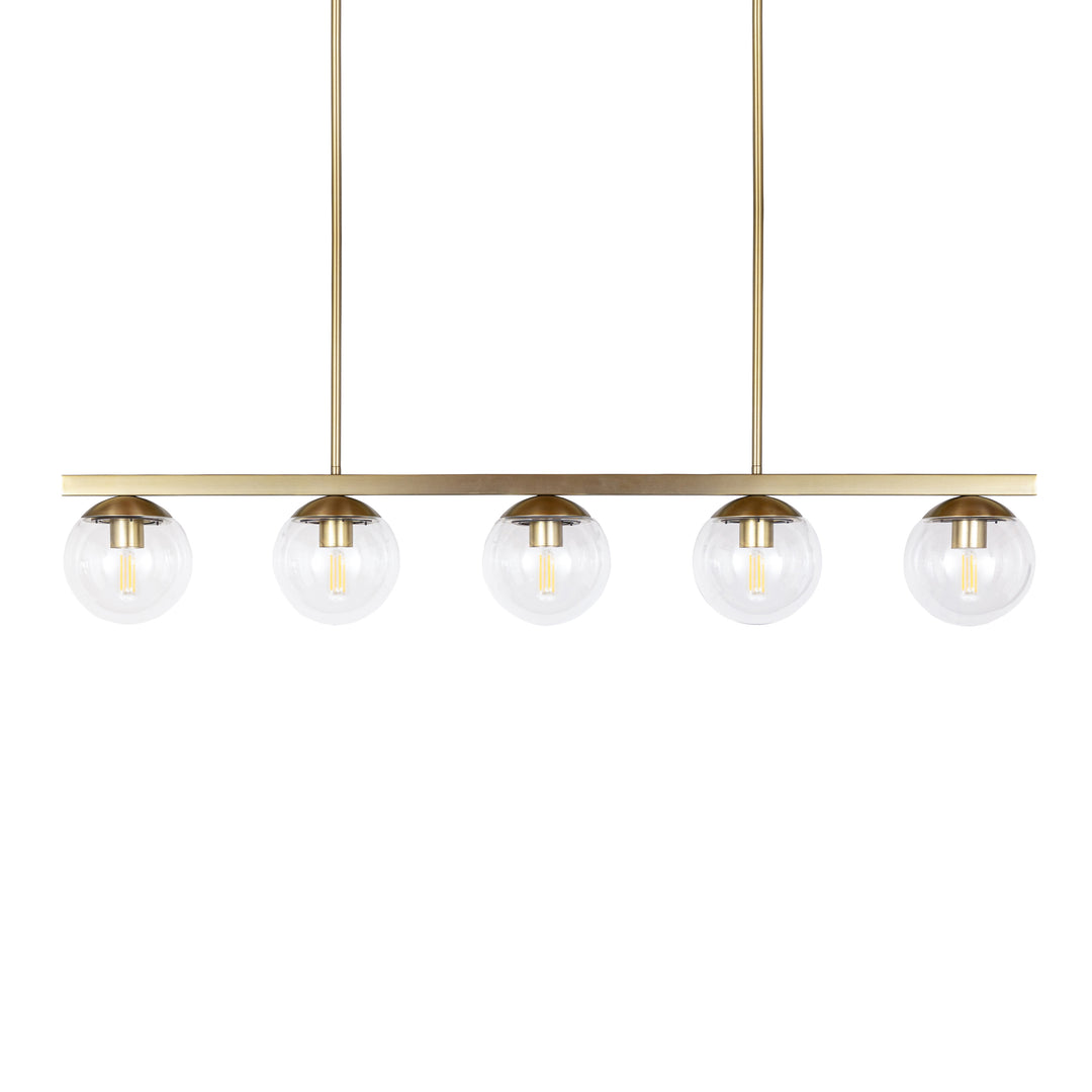 Eclipse 5-Light Linear Pendant in Soft Gold with Clear Glass by Russell