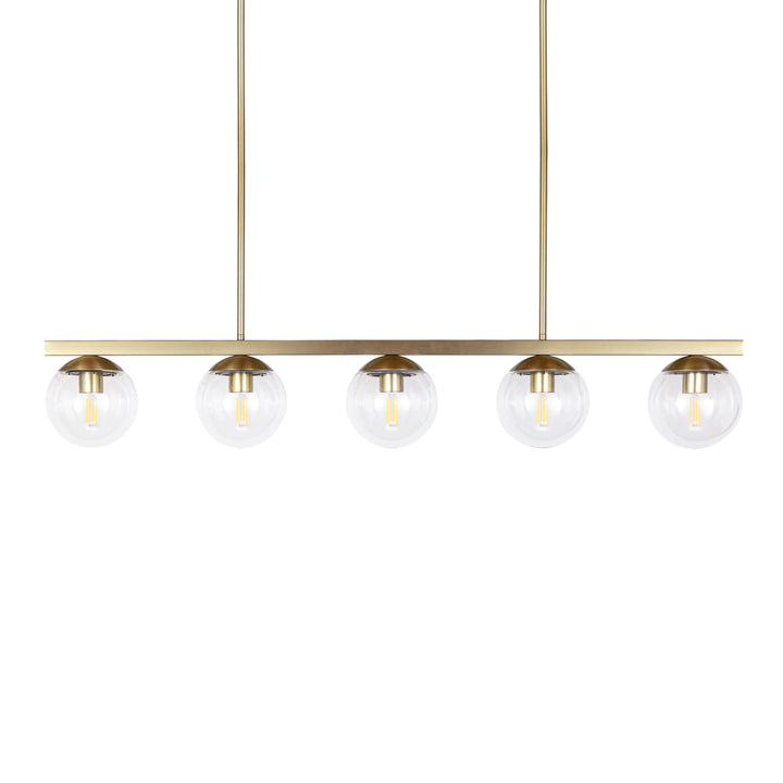 Eclipse 5-Light Linear Pendant in Soft Gold with Clear Glass by Russell